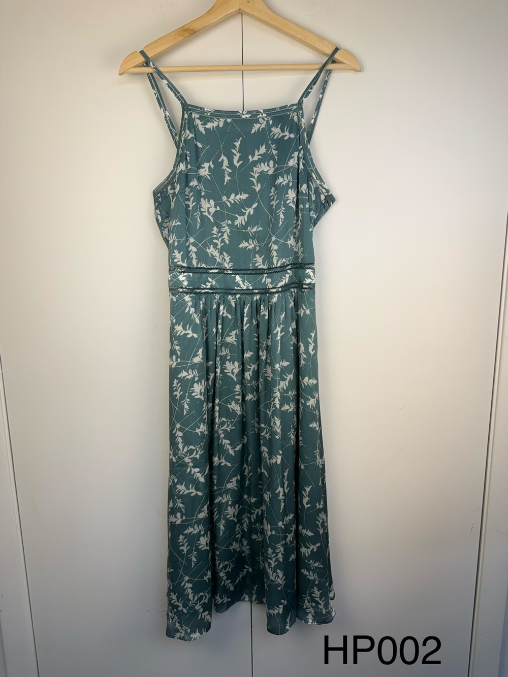 Club Monaco Teal Floral 100% Silk Midi Dress Size 6